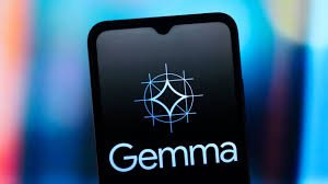 Ecrã de telemóvel a mostrar o logotipo Gemma sobre fundo preto